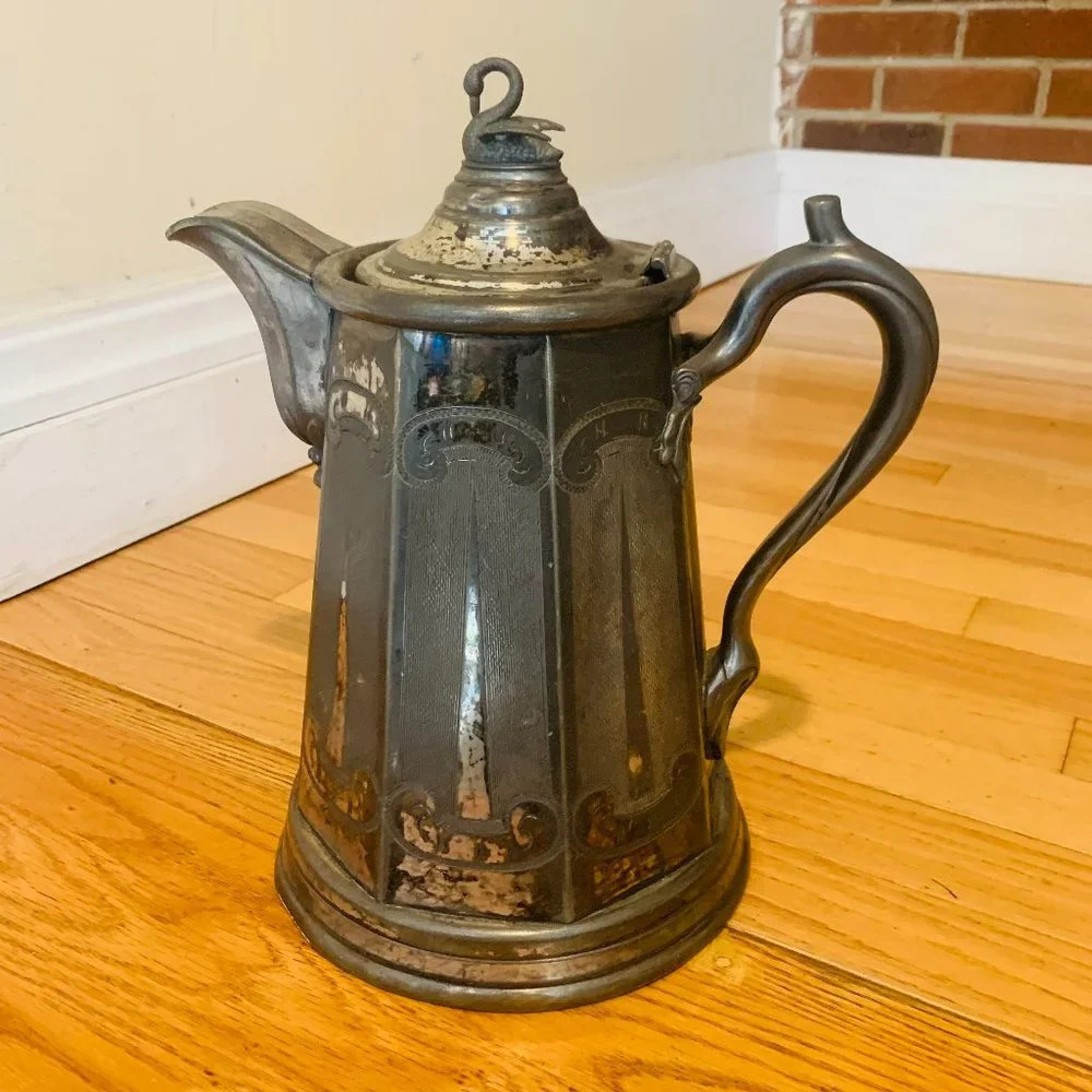 Meriden Britannia Silverplate Aesthetic Movement Water Pitcher 13” Tall